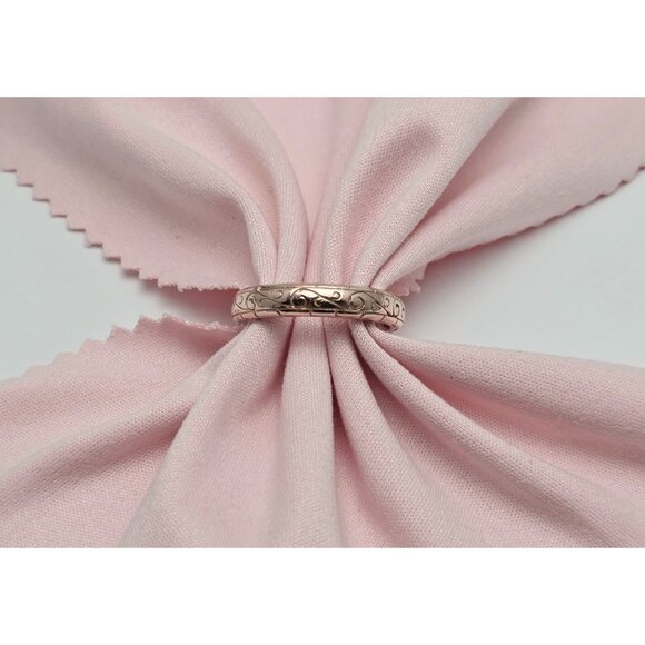 Beautiful 14K Karat Solid Rose Gold Designer Textured Wedding Ring Band - Size 8 - Picture 3 of 13